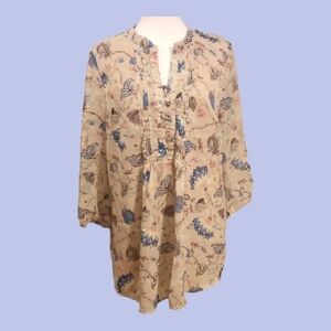 Liz Claiborne size medium cream & floral sheer tunic